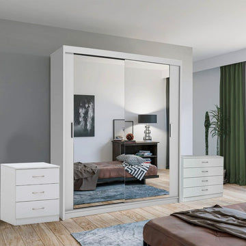 Houston Sliding Wardrobe With Bedside Table 100cm/120cm/150cm/180cm/203cm